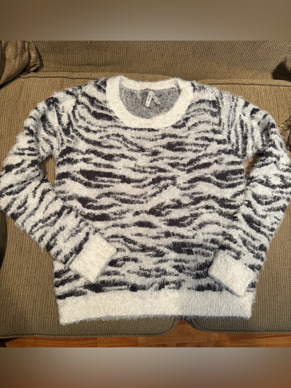 Zebra-Stripe Fuzzy Sweater